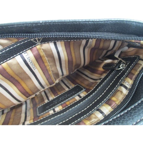 Tignanello Beige Cream Color-blocked Shoulder Bag Black Adjustable Strap - Picture 6 of 8